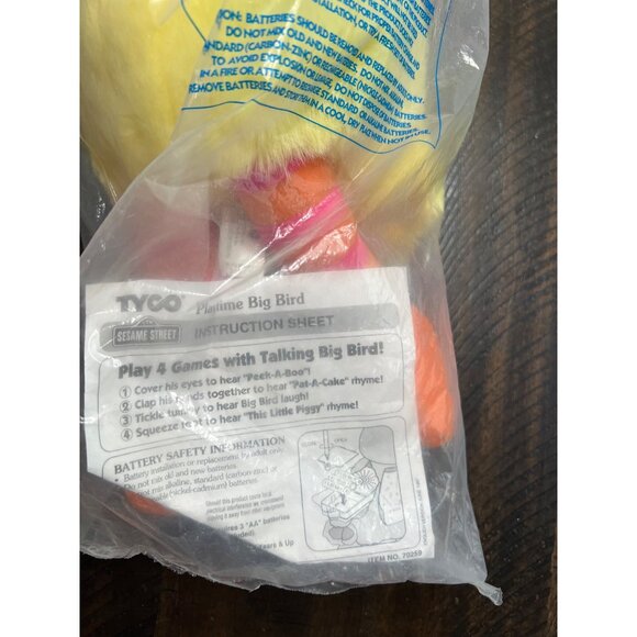 Tyco Playtime Big Bird singing Plush Doll With Instruction Sheet 1996 - Picture 3 of 4